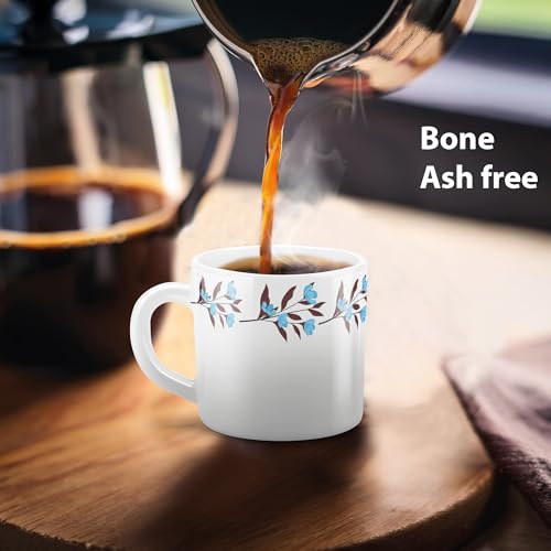 Image of Treo By Milton Opalware Amara 10 Lavelle Cup Set | Microwave & Dishwasher Safe | Bone-Ash Free | Tempered Toughness | Set of 6, 100 ml Each | White | Mug Set for Tea, Coffee, Daily Use & Gifting