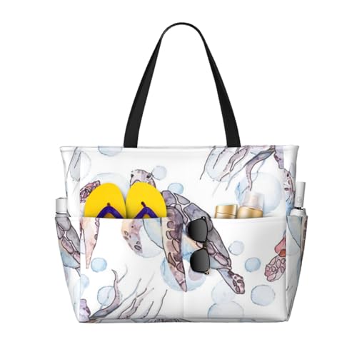 Sac de plage grand format contre le manque de place, cabas tortues de mer