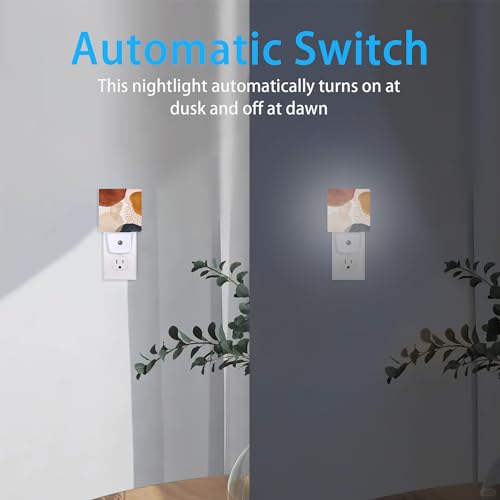 Image of Boho Abstract Night Light,Geometric Modern Art Night Lights Plug into Wall for Boys Girls, Led Lamp for Stairway /Hallway /Bedroom 0.5W Nightlight Sleep Friendly