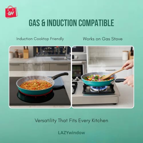 Image of LAZYwindow Elite Nonstick Fry Pan, 22cm, 460gm, Seafoam Green