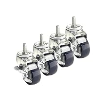 Krowne 28-164S Metric Thread Caster، M14 x 2.0 Metric Threaded Stem Caster، 3 "Polyurethane Wheels، Side Brake، 4" بشكل عام ، مجموعة من 4