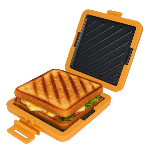 KDSPAROS Microwave Sandwich Maker - Microwave Toastie Sandwich Maker，3-in-1 Toastie Panini Press with Dishwasher Safe Design No Electricity Needed Fast Cooking for Travel Friendly/Office/Home (yellow)