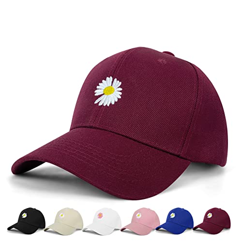 BLURBE Casquette Femme - Chapeau de Baseball Femme Casquette Broderie Marguerite Casquette Réglable Unisexe Cap Sport Femme Chapeau de Soleil Outdoor Running Loisirs Cover