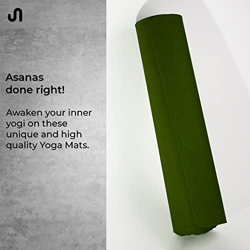 Image of Bodyband Yoga Mat for Women and Men 4mm with Carry Strap EVA Material Extra Thick Exercise Mat for Workout Yoga Fitness Pilates and Meditation, Anti Tear Anti Slip For Home & Gym Use - Army Green