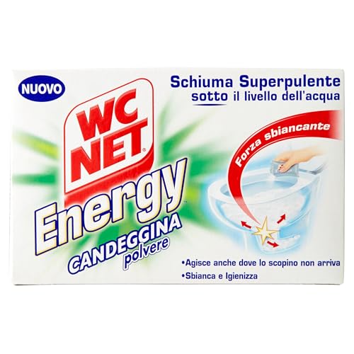 Wc Net - Energy Disincrostante, Detergente Anticalcare in Polvere per WC, Schiuma Autopulente, 4 Buste x 1 Confezione
