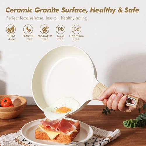 Image of SENSARTE Ceramic Cookware Sets, Pots and Pans Set Non stick, 14 Piece Induction Cookware, Non toxic Healthy Non Stick Kitchen Cooking Set, with Frying Pans Set, PFAS PTFE PFOA PFOS Free