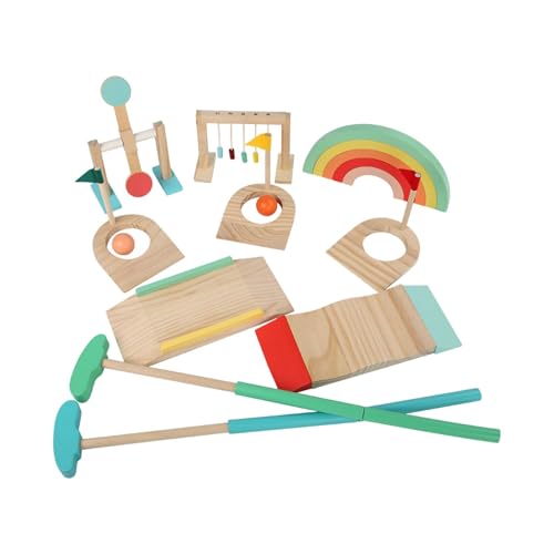 Vaveren Children Mini Golf Set Wooden Simulation Golf Kits Parent Child Kids Golf Club Set for Backyard Children Boys and Girls Kids