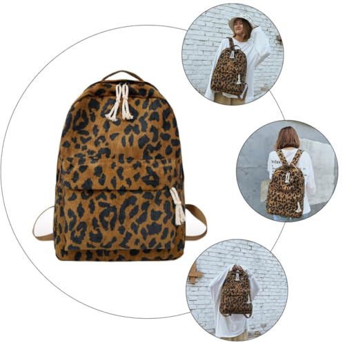 Mochila escolar Ciieeo de leopardo con bolsillo frontal de gran capacidad 3