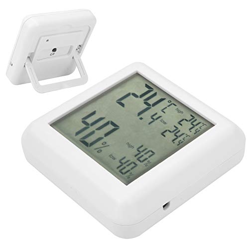 Digital Thermometer Hygrometer Indoor Desktop LCD Temperature Humidity Monitor with Stand and Hanging Hole for Home Office, Displays Min Max Readings, ℃/℉ Switchable