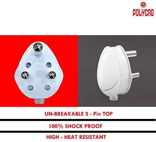 Image of Polycab 16A 3-Pin Plug Top 250V ISI Certified with Unbreakable and Shock-Proof Body Pack-of-4
