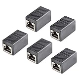 ATPWONZ RJ45 Coupler 5 Pack Ethernet Cable Extender Adapter IN-line Coupler for Cat7 Cat6 Cat5e Female to Female (Black)