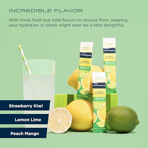 Image of Transcend Hydration - Optimal Rehydration with No Sugar or Stevia Plus BCAAs and Magnesium - No Blood Sugar Effects - 15-Pack