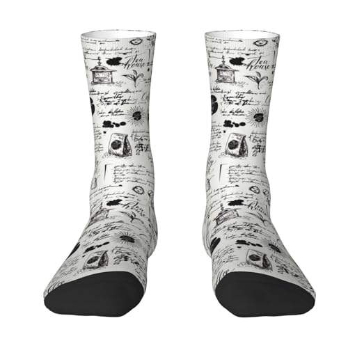 Calcetines de ovejas y estrellas, calcetines de vestir casuales, divertidos, unisex, regalos para mujeres, hombres, adolescentes y adultos, Póster retro de café, Altoa única