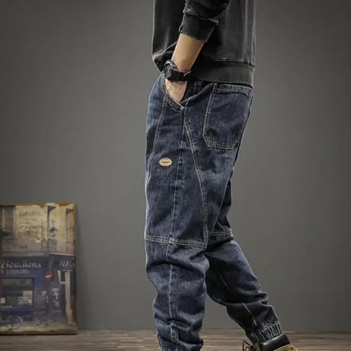 Men’S Y2K Vintage Stylish Loose Fit Baggy Tapered Harem Jeans Drawstring Midweight Slight Stretch Appliques Cowboy Pants4