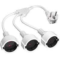 Doppelstecker für Steckdose,Verlängerungskabel 3 Fach Schuko Steckdosen 4000W Steckdosenadapter Mehrfachsteckdose Doppelsteckdose Steckdose mit Flexible Kable für Haus Büro Küche