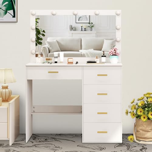 Vanity Desk with Large Led Mirror, 31.5