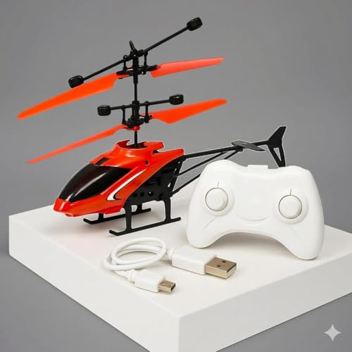 Image of JOYMAX RC Gesture Sensing Helicopter Toy with Dual LED Lights, Hand Sensor Flying Toy, Infrared Control, Durable Indoor Flying Helicopter for Kids, 18 cm, Multicolor