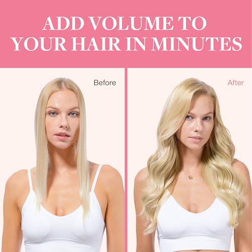 Image of GOO GOO Clip in Hair Extensions Real Human Hair, Remy Human Hair Extensions Clip ins for Women, Natural Human Hair, 22inch 150g 9Pcs, 613R Bleach Blonde
