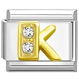 Quiges 9mm Italian Style Charm Modell Edelstahl Alphabet Buchstaben K für Italien Charm Armbänder