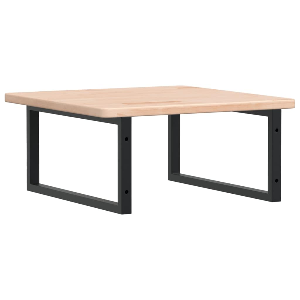 Tapa de lavabo con soporte de acero y madera maciza de roble, 60 x 60 x 2,5 cm, juego de 2 unidades, montaje en pared para lavadero, espacio de almacenamiento y muebles de baño, soporta 100