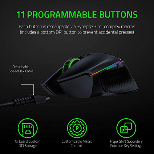 Razer-Basilisk-Ultimate-HyperSpeed-Wireless-Gaming-Mouse-w-Charging-Dock-20K-DPI-Optical-Sensor-Chroma-RGB-11-Programmable-Buttons-100-Hr-Battery-Classic-Black-Renewed