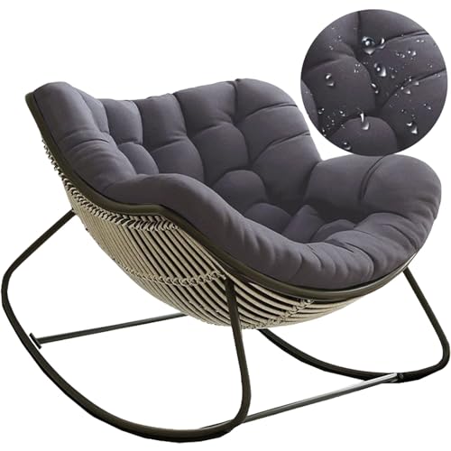 Indoor Outdoor Papasan Giant Patio Rocking Chair Cushion, Oversized Rattan Royal Rocking Chair Cushion, Thicken Egg Chair Cushion for Garden Lawn Balcony(F1)