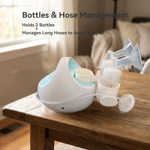 Bottle Holder Attachment for Spectra S1 S2 Breast Pump, Dual Storage & Hose Organizer for Spectra Accessories (Square Hole/New Models), Anti-Spill Pumping Station & Ideal Gift for New Moms - 3