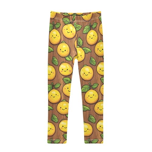 KLL Wood Lemons Little Girls Cotton Pants Stretchy Full Length Pants Running