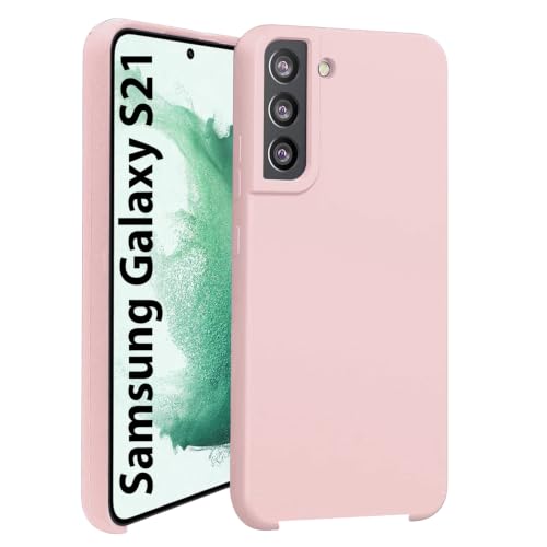 Image of LIRAMARK Liquid Silicone Soft Back Cover Case for Samsung Galaxy S21 (Pink)