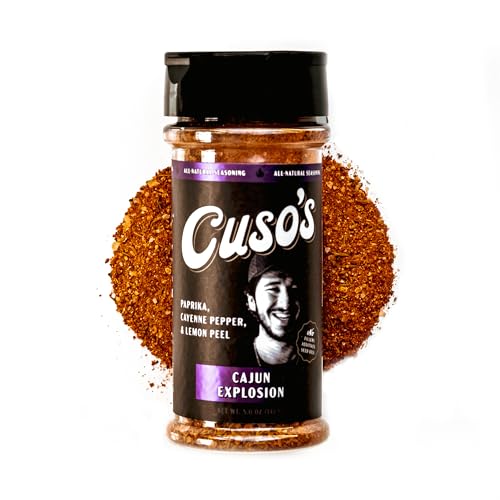 Cuso's Cajun Seasoning - Authentic Louisiana Blend for Chicken, Seafood, Jambalaya &amp; Gumbo - All Natural, Non-GMO, No Filler Spice Blend for Grilling &amp; Cooking - 5 oz bottle