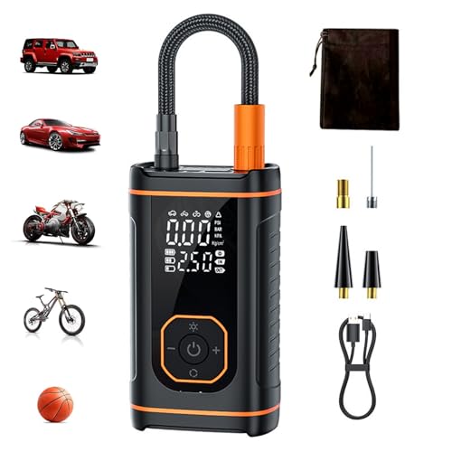 Inflador portátil para neumáticos – Recargable con pantalla digital para vehículos | Compresor portátil para neumáticos de coche, para automóviles, motocicletas, bicicletas, globos y