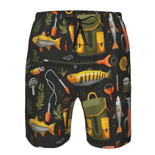Men's Quick Dry Swim Shorts Fishing Gear Fish Outdoor Camping Green Beach Trunks with Pockets3