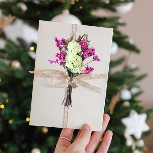 10 Stück Kleine Trockenblumensträuße Mini Trockenblumenstrauß Natürliche Trockenblumen Deko Strohblumen Getrocknet Set Kleine Trockenblumen für DIY Bastel Tagebuch und Fotoalbum Dekoration