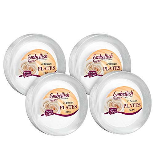 Flash Deals - 40% OFF [80 Count] Embellish 6 Inch Dessert Plates Crystal Clear Disposable Heavy Duty Plastic, Ideal For Wedding, Catering, Parties, Buffets, Events, Or Everyday Use, 4 Packs