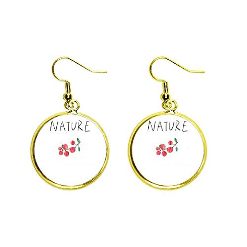 Pendientes de aro golden drop soloisland con diseño de planta roja y fruta para mujer