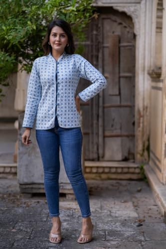 Image of Reversible Jacket for Women | Double Sided Quilted Jacket | Reversible Winter Jacket for Women | Stylish Ethnic Printed Jacket | Warm & Comfortable Casual Outerwear