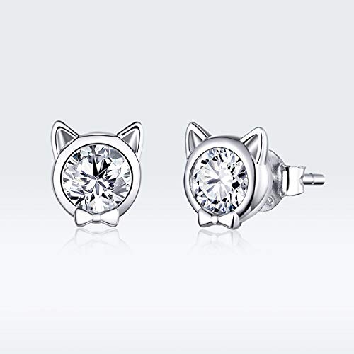 Boucles d'oreilles chat d'exception en argent sterling 925, bijoux de joaillerie