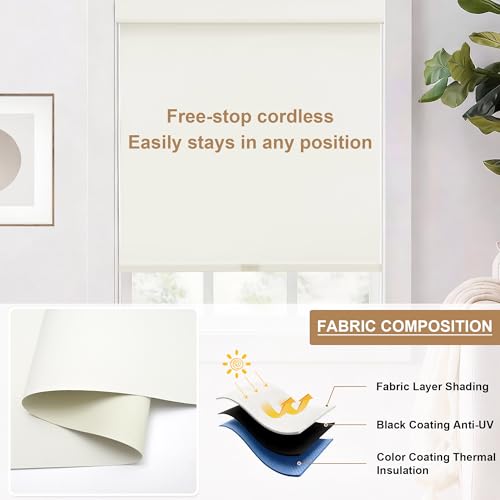 Image of SUNOFF Cordless Blackout Roller Shades for Windows,Custom Size,Beige