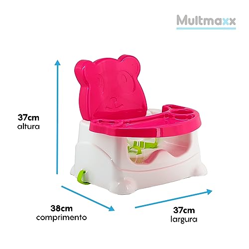 Cadeira Booster de Alimentação Refeição Portátil para Bebê Ursinho até 15Kg Multmaxx (Rosa)