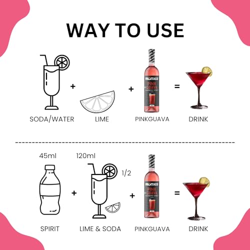 Image of Fruitaco Pink Guava Syrup: Perfect Mixer for Enhancing Mocktails & Cocktails, Drinks, and Mojitos at Parties, Conveniently Packaged in a 750ml Bottle for All Your Mixing Needs | Non-Alcoholic
