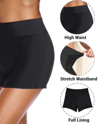 Zmart Women's 3" High Waisted Swim Shorts Full Coverage Swimsuit Bottoms Bathing Suit Boy Shorts2