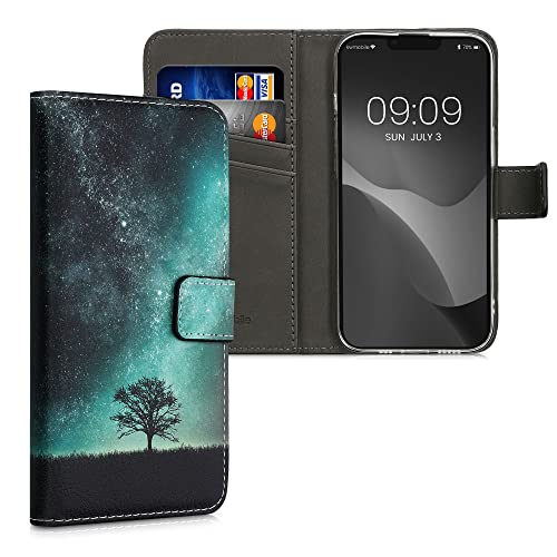 Kwmobile Wallet Case Compatible With Apple Iphone 14 Case For Phone - Cosmic Nature Blue/Grey/Black #TOP14