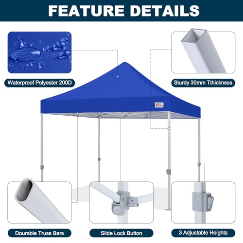 Image of MASTERCANOPY 10x10 Heavy Duty Pop Up Canopy Tent with Roller Bag(Blue)