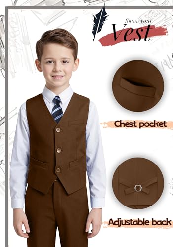 Image of YuanLu Boys Suit Dress Clothes Ring Bearer Outfit Homecoming Dresses Boy Vest and Pants Set for Kids Wedding Tuxedo Suits