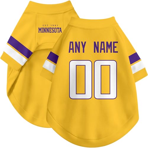 Image of Minnesota Dog Clothes Jersey Style Personalized Pet T Shirt with Custom Name Number for Small Medium Large Dogs