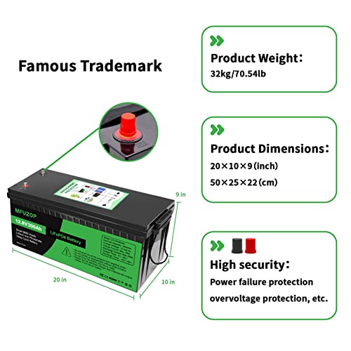 Datouboss 12V 300Ah Lifepo4 Lithium Battery Built-In 200A Bms, Max 2560W Power Output 5000-12000 Deep Cycles Lithium Battery For Rv/Trolling Motor/Golf Cart/Marine And Off-Grid Solar System #TOP3