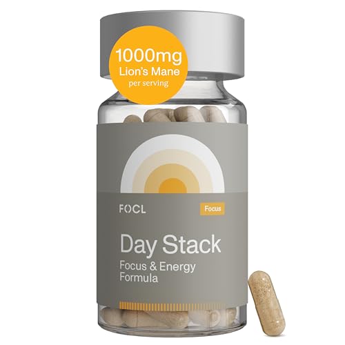 FOCL Focus Supplement for Adults - Lions Mane Supplement Capsules for Improved Focus, Memory, Calm Mind, Cognitive Performance & Stress Relief - Natural Nootropic Brain Health Solution + Energy Boost