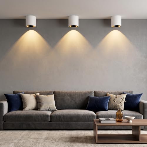 Image of 24W LED Dimmable White Ceiling Spot Light 4.92'' Aluminum CRI90 3000KCylinder Spotlight Indoor Modern Minimalist Focus White Ceiling Down Light Fixture for Living Room Hallway Foyer