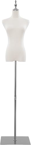 Miniatura 6 de Forma de vestido de torso de maniquí femenino, vestido de costura modelo M-annequin, exhibición de maniquí con soporte estable, altura ajustable de