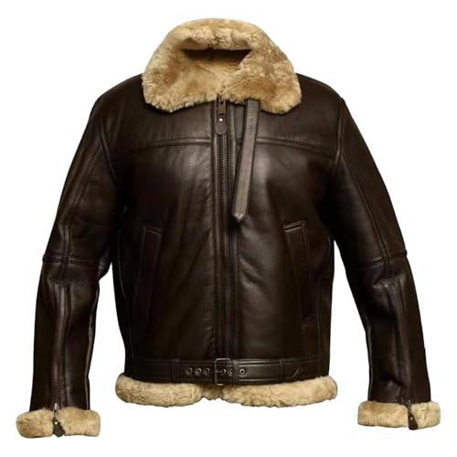 Blouson aviateur vintage homme en cuir et peau lainée pour les sorties d'hiver